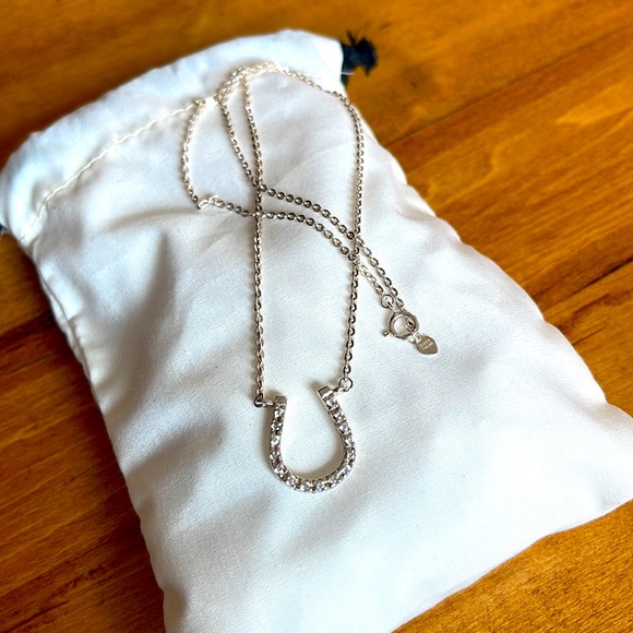 925 stamped Silver Horseshoe necklace with gemstones - Picture 1 of 3